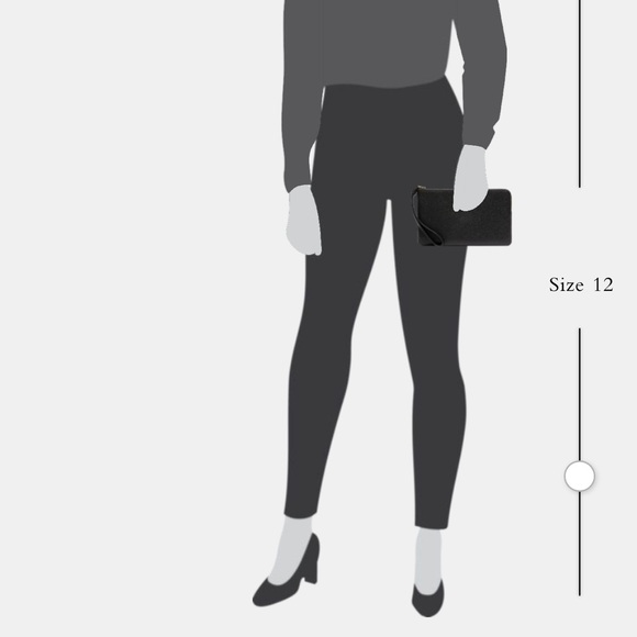 Coach Large Corner Black Leather Zip Wristlet with Gold Lettering & Zipper - Picture 5 of 12